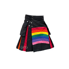 Men's Front Apron Rainbow Style Hybrid Pride Utility Kilt LGBT Gay Kilt 28"- 62"