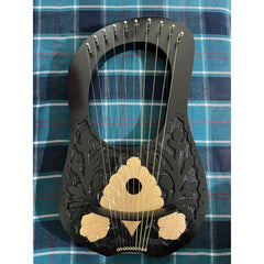 Scottish Black Lyre Harp Golden flower Rosewood Lyre with Free Strings