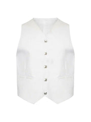 Men's Scottish White Argyle Serge Wool Jacket 5 Button Vest Jacket