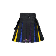 Men's Front Apron Rainbow Style Hybrid Pride Utility Kilt LGBT Gay Kilt 28"- 62"