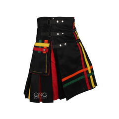 Men's New Style Rainbow Hybrid Pride Kilt LGBT Gay Kilt Modern Utility Kilt