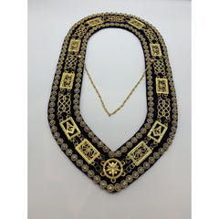 Masonic Grand Lodge Master Mason Gold Chain Collar On Blue Velvet With Beads