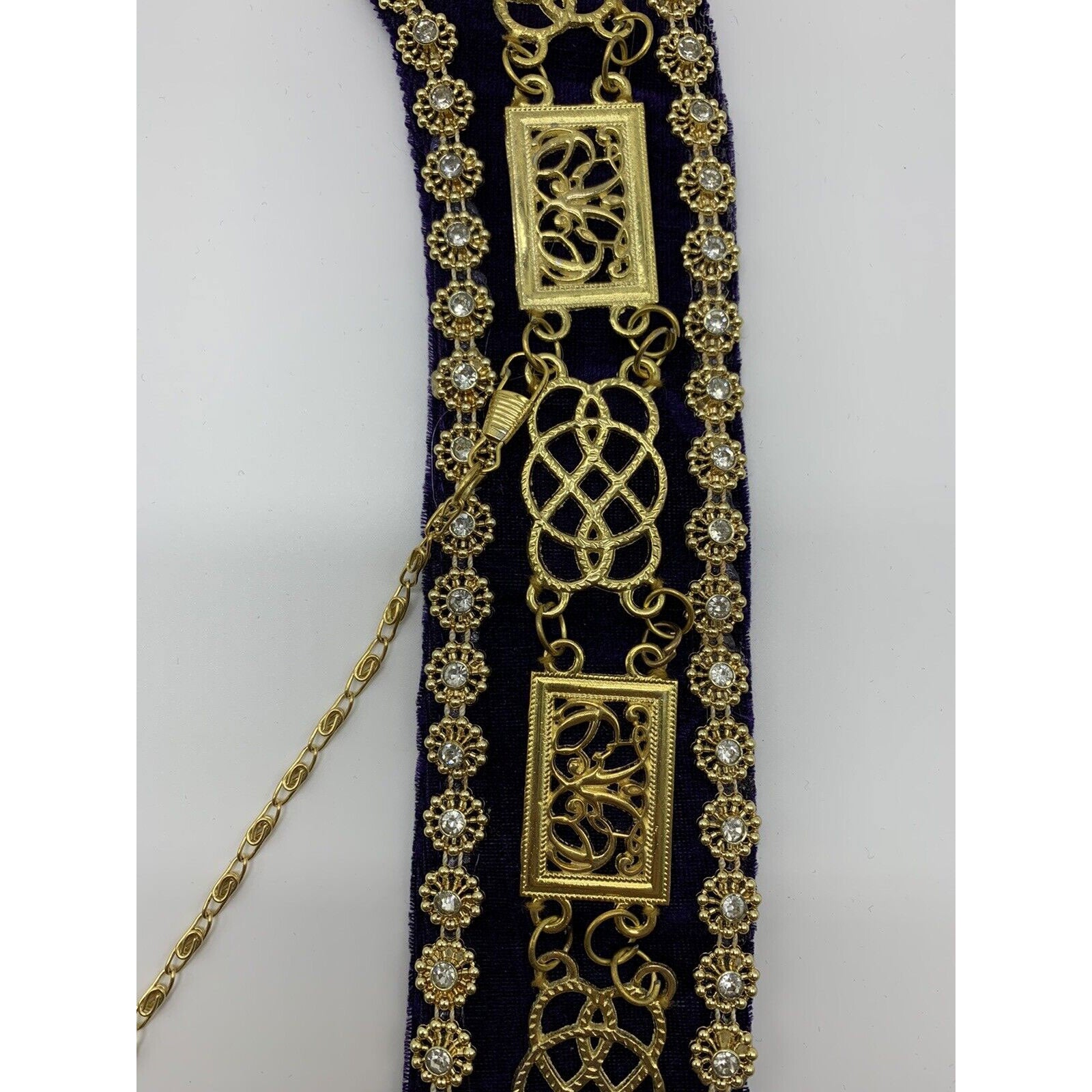 Masonic Grand Lodge Master Mason Gold Chain Collar On Blue Velvet With Beads