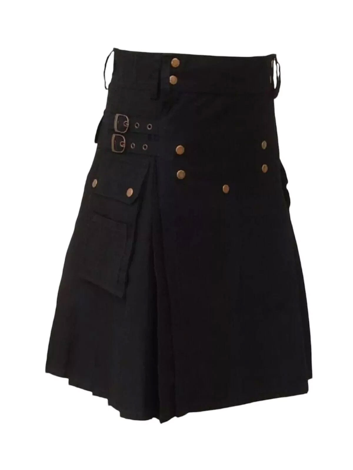 Men's Scottish Black Utility kilt is made of Cotton
