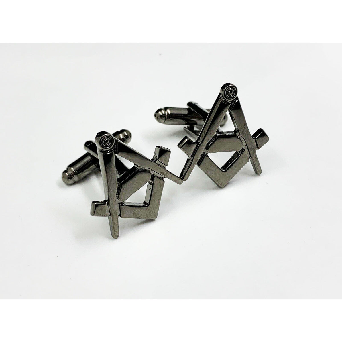 Masonic Freemason Cufflinks Lodge Gift Square Compass Black Enamel Cufflinks