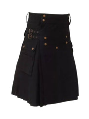 Men's Scottish Black Utility kilt is made of Cotton