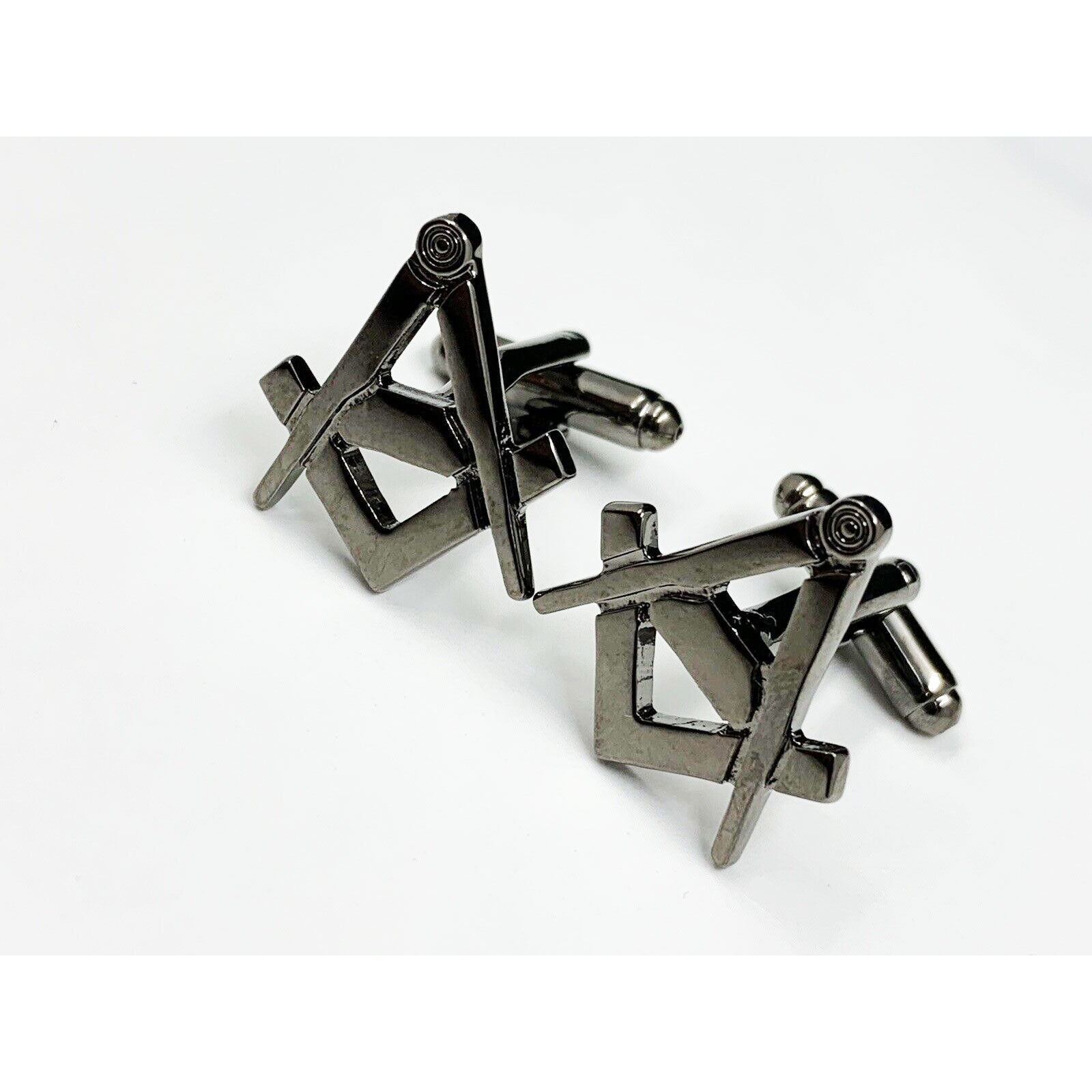Masonic Freemason Cufflinks Lodge Gift Square Compass Black Enamel Cufflinks