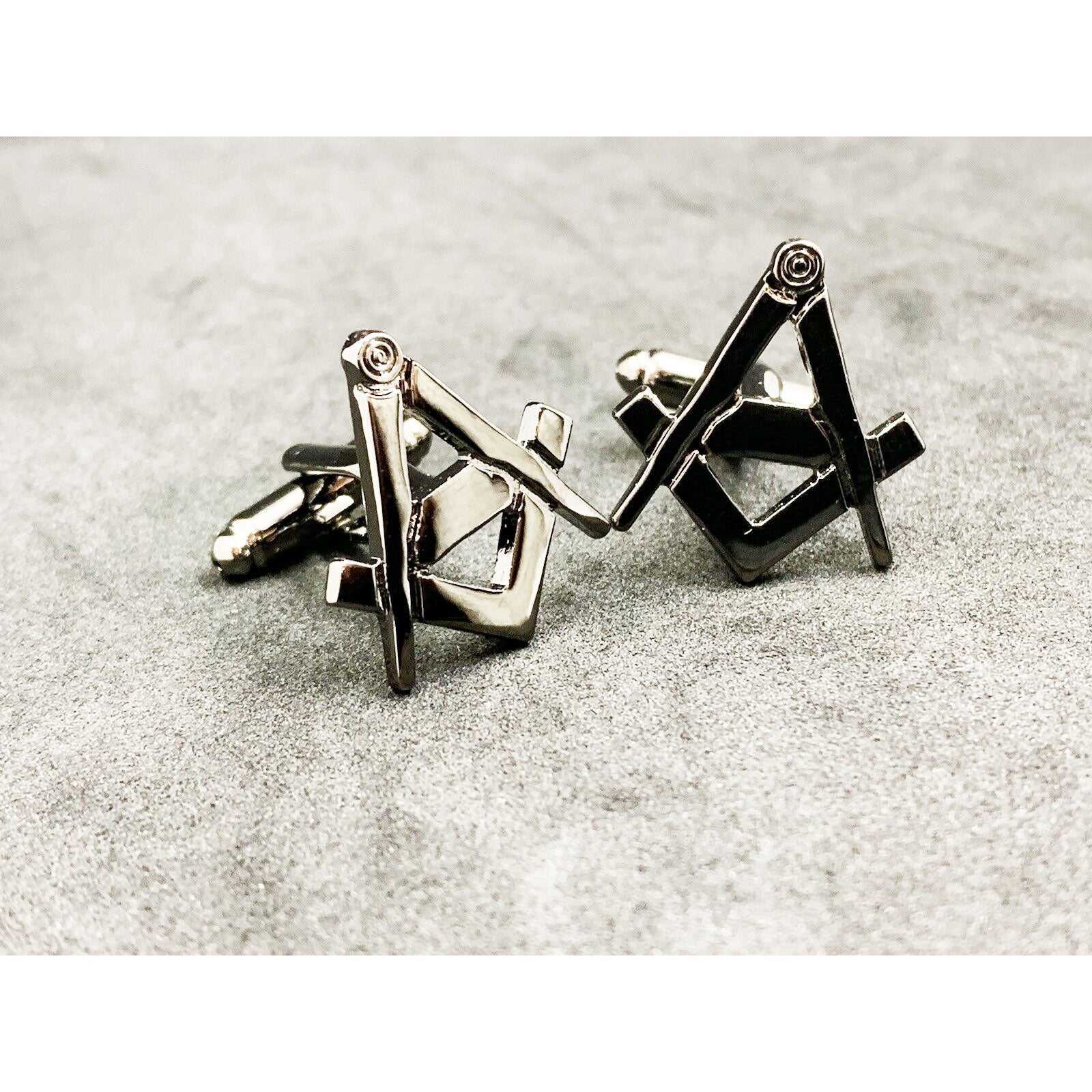 Masonic Freemason Cufflinks Lodge Gift Square Compass Black Enamel Cufflinks