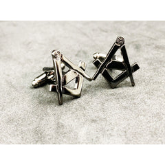 Masonic Freemason Cufflinks Lodge Gift Square Compass Black Enamel Cufflinks