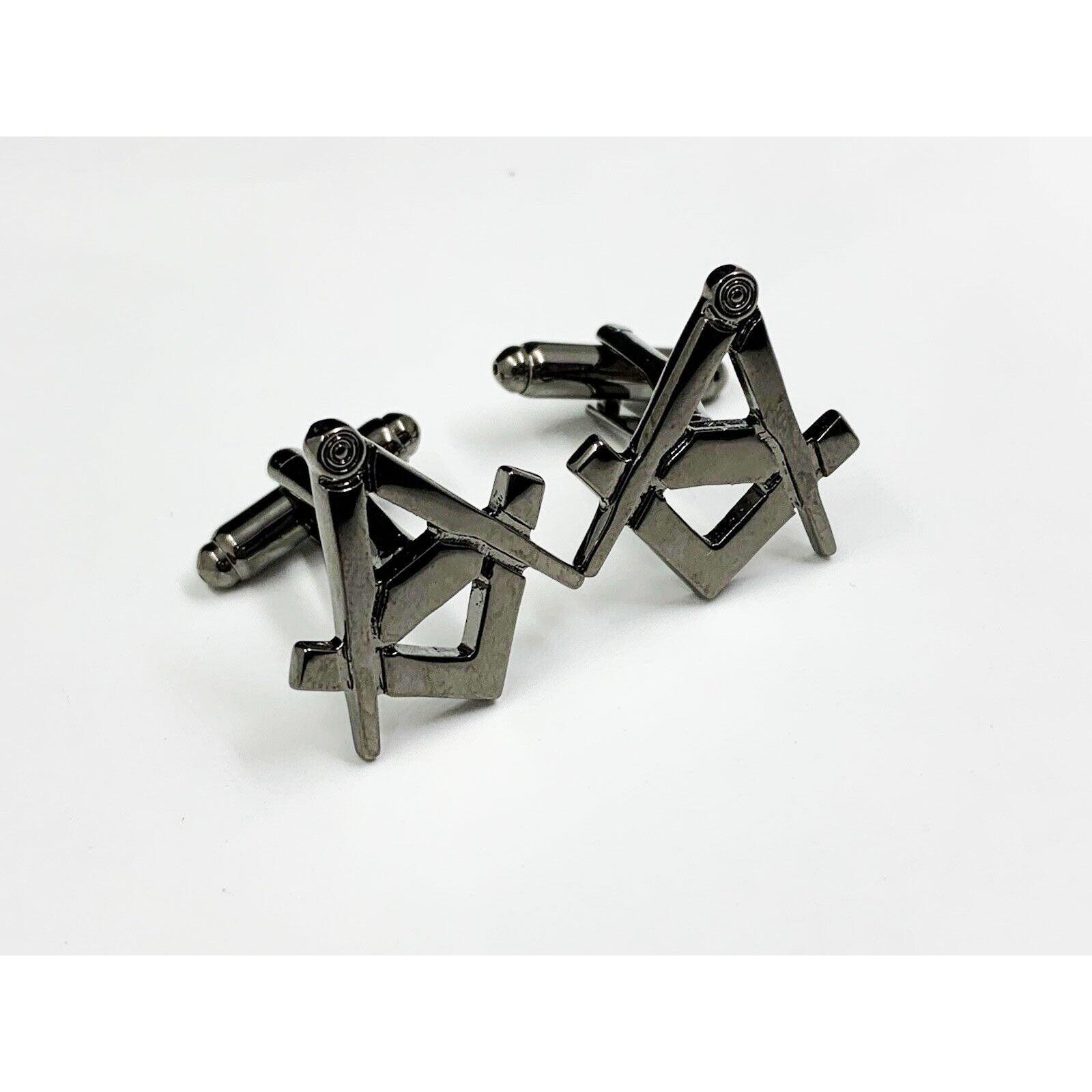 Masonic Freemason Cufflinks Lodge Gift Square Compass Black Enamel Cufflinks