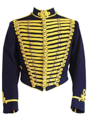 Navy Blue Hussar Wool Military uniform jacket Handmade Scottish Tunic Jacket