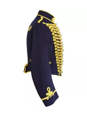 Navy Blue Hussar Wool Military uniform jacket Handmade Scottish Tunic Jacket