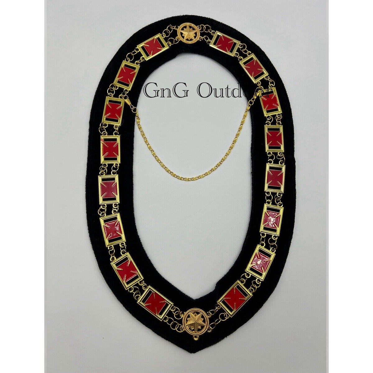 Knights Templar Grand Master Metal Chain Collar Made On Black Velvet Lining