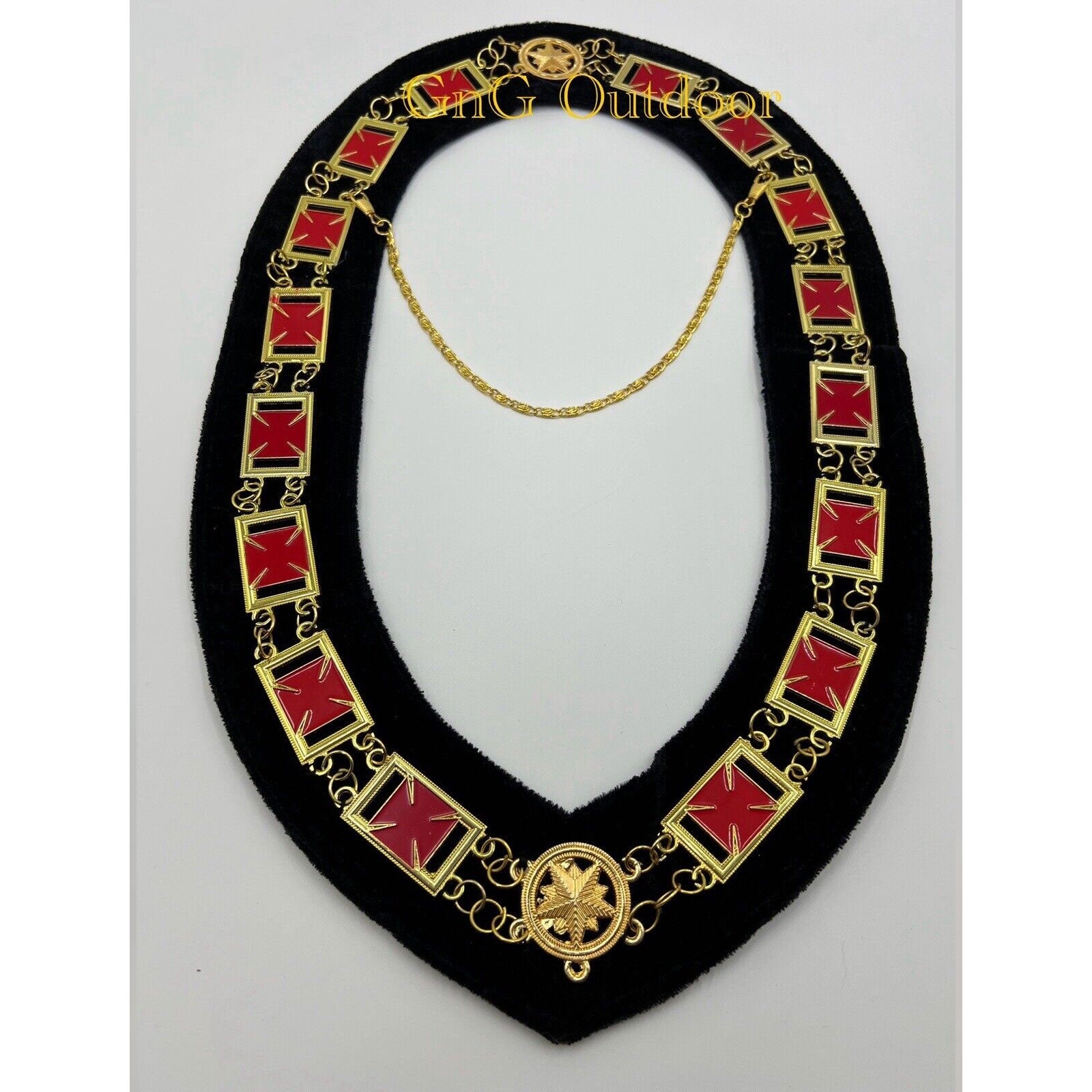 Knights Templar Grand Master Metal Chain Collar Made On Black Velvet Lining