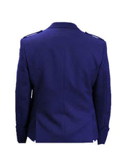 Men's Scottish Royal Blue Argyle Style Wool Jacket 5 Button Vest Jacket