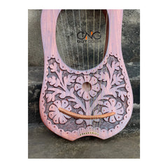 Flower Design Lyre Harp 10 Metal Strings Lyre Harp Rosewood with Tuning key &BAG