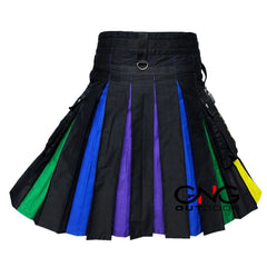 Men's Rainbow Nylon Straps Hybrid Pride Kilt Custom Size LGBT Kilt