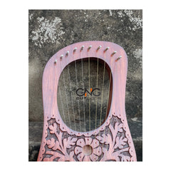 Flower Design Lyre Harp 10 Metal Strings Lyre Harp Rosewood with Tuning key &BAG