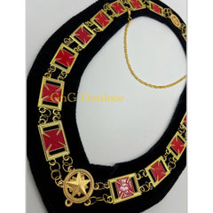 Knights Templar Grand Master Metal Chain Collar Made On Black Velvet Lining