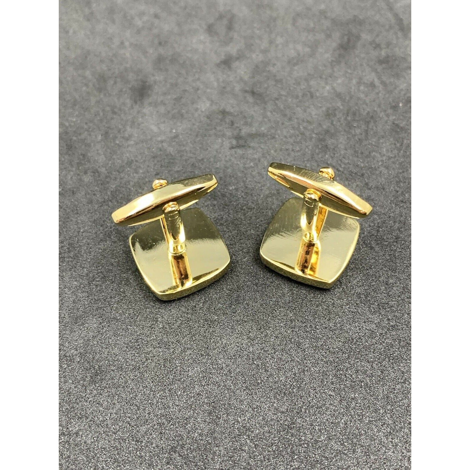 Masonic Freemason Cufflinks Square Compass Black Enamel with Gold Plating