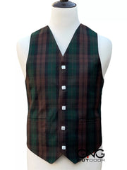 Men's Wedding Brown Watch Tartan Vest 5 Button Scottish Kilt Waistcoat