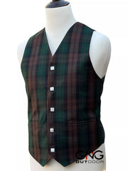 Men's Wedding Brown Watch Tartan Vest 5 Button Scottish Kilt Waistcoat