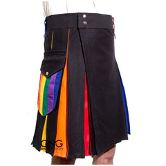 Rainbow Hybrid Pride Kilt LGBT Colorful Gay Kilt Modern Utility Kilt 28" to 62"