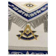 Hand Embroidered Masonic Past Master Apron On Royal Blue Velvet
