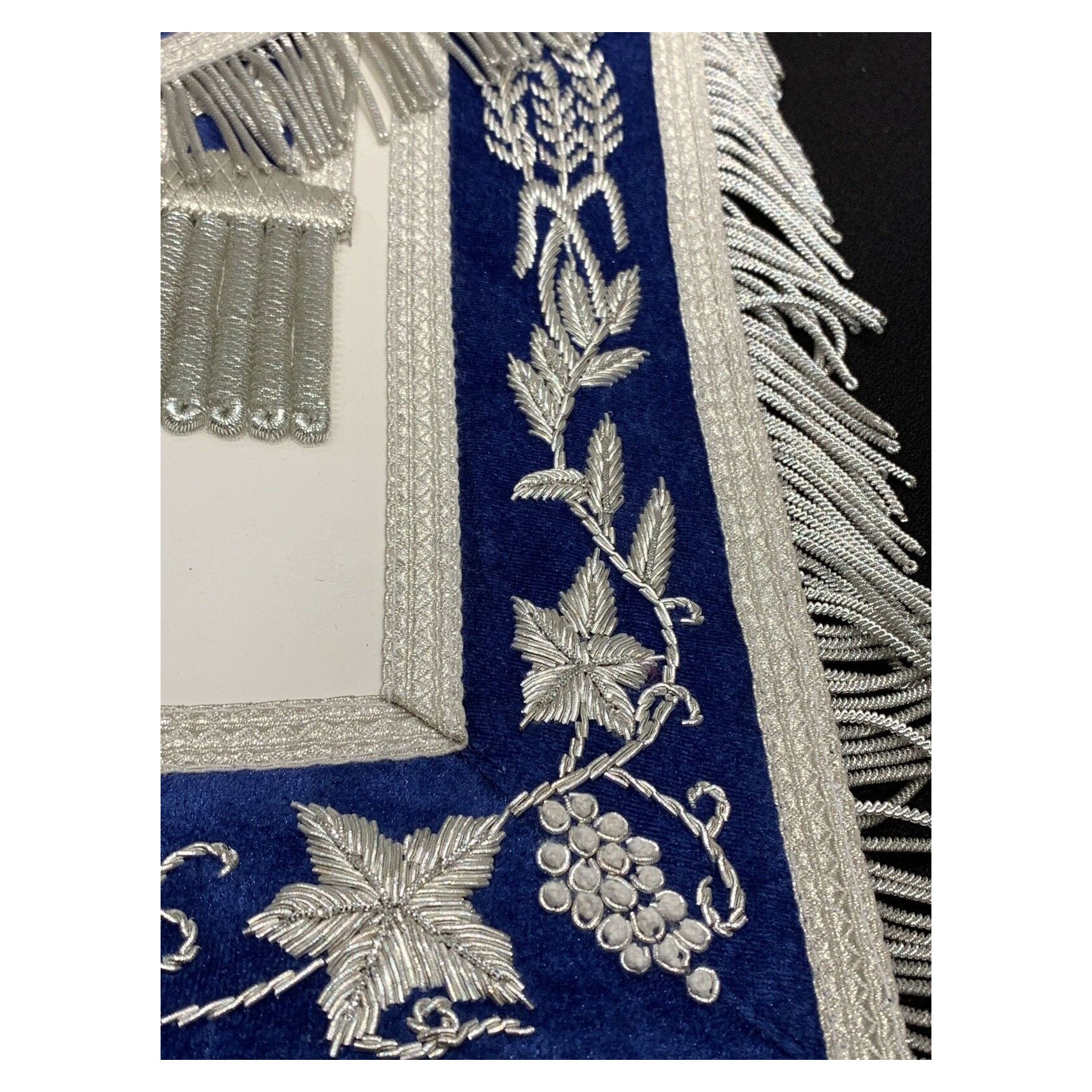Hand Embroidered Masonic Past Master Apron On Royal Blue Velvet