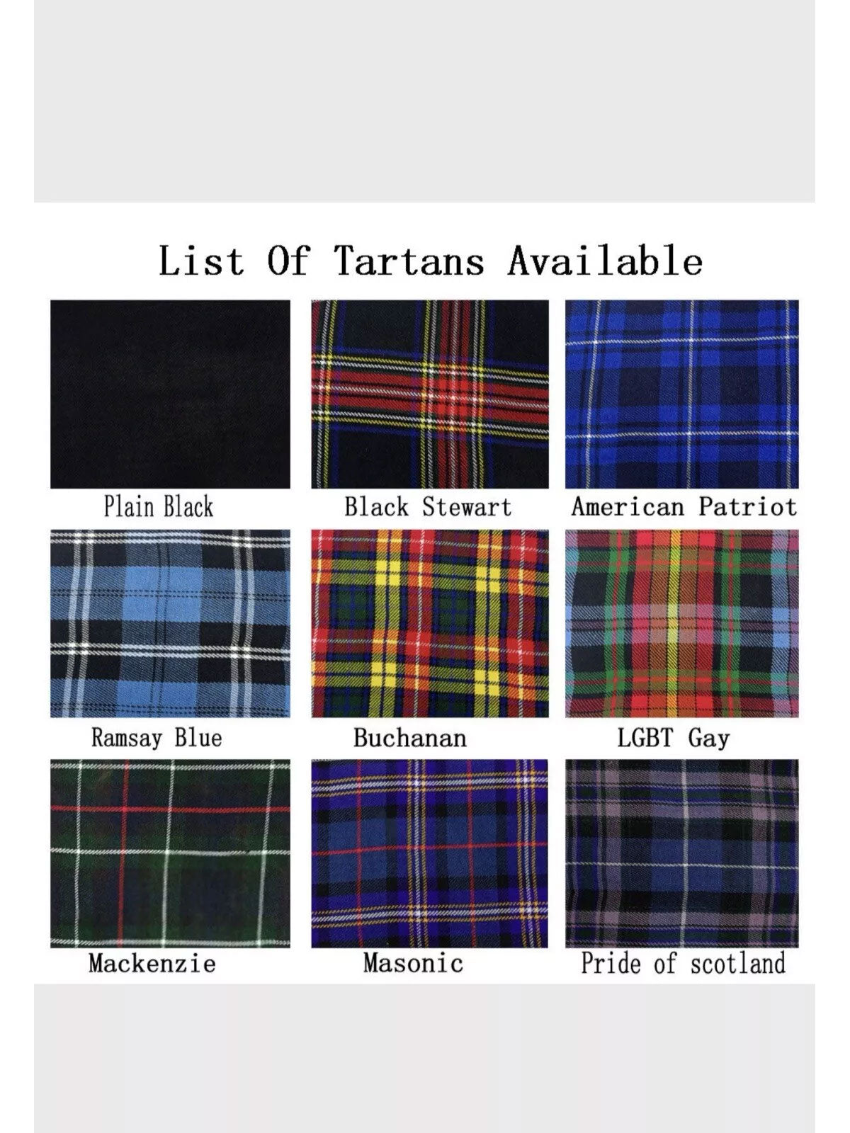 Men's Scottish Tartan Utility is kilt is made of acrylic Wool in 50+ Tartan