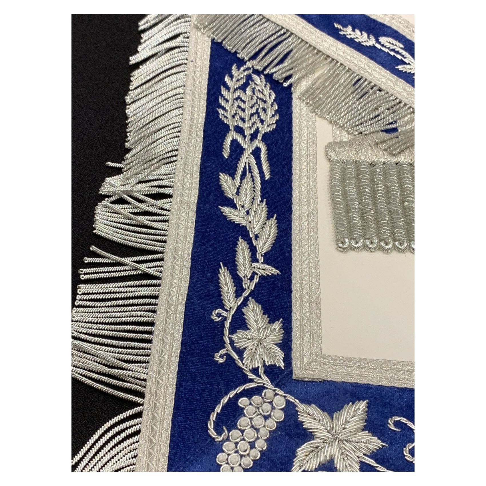 Hand Embroidered Masonic Past Master Apron On Royal Blue Velvet