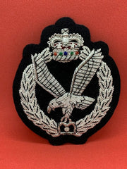 Air Corps Wire Embroidered Silver Bullion Blazer Badge – British Army Military Blazer Badges