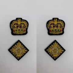 Hand Embroidered Gold Bullion Wire Rank Set Shoulder Rank Crown And Pip Set