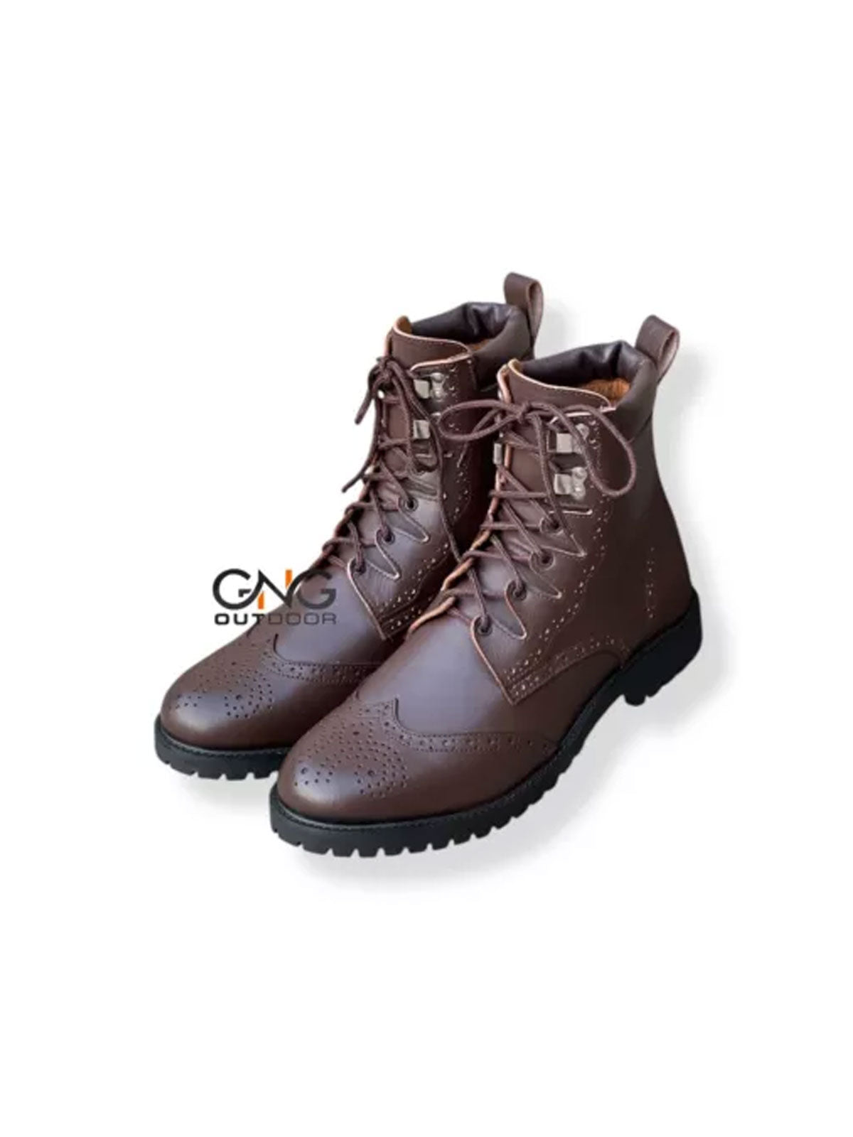 Scottish Men's Handmade Brown Leather Ghillie Brogues Kilt Boots
