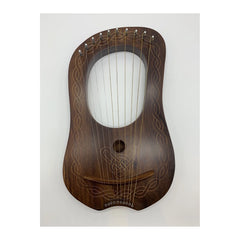 Lyre Harp 10 Metal Strings Engraved Welsh Celtic Dragon Free Tuning Key And Case