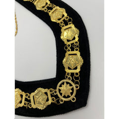 Masonic Regalia Order of Eastern Star Patron Gold Metal Chain Collar On Black Velvet