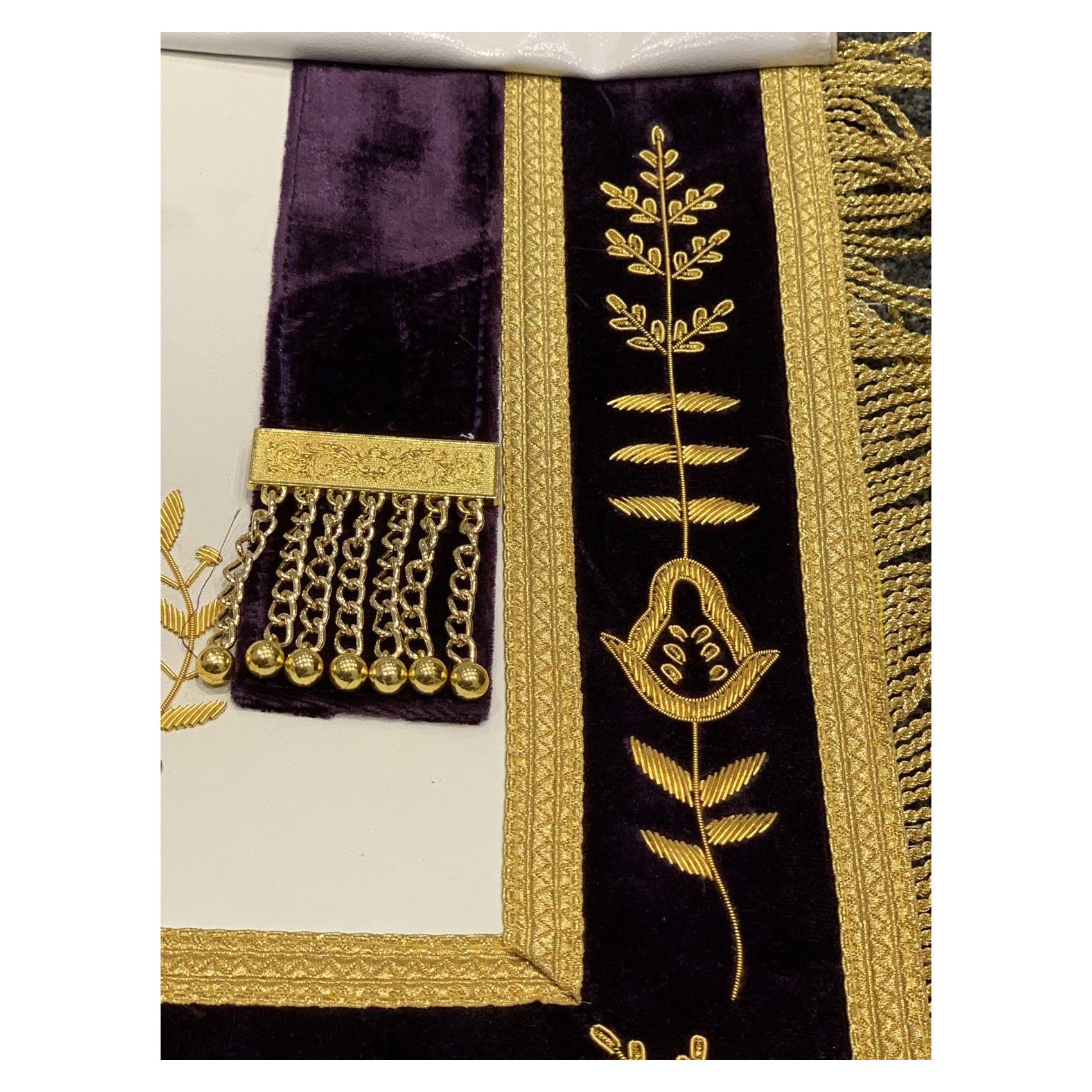 APRON MASONIC HAND EMBROIDERED GRAND LODGE PAST MASTER APRON PURPLE
