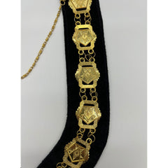 Masonic Regalia Order of Eastern Star Patron Gold Metal Chain Collar On Black Velvet