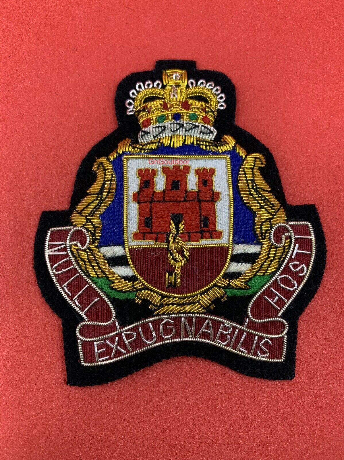 Royal Gibraltar Regiment Blazer Badge RGR Embroidered Bullion Wire Blazer Badge