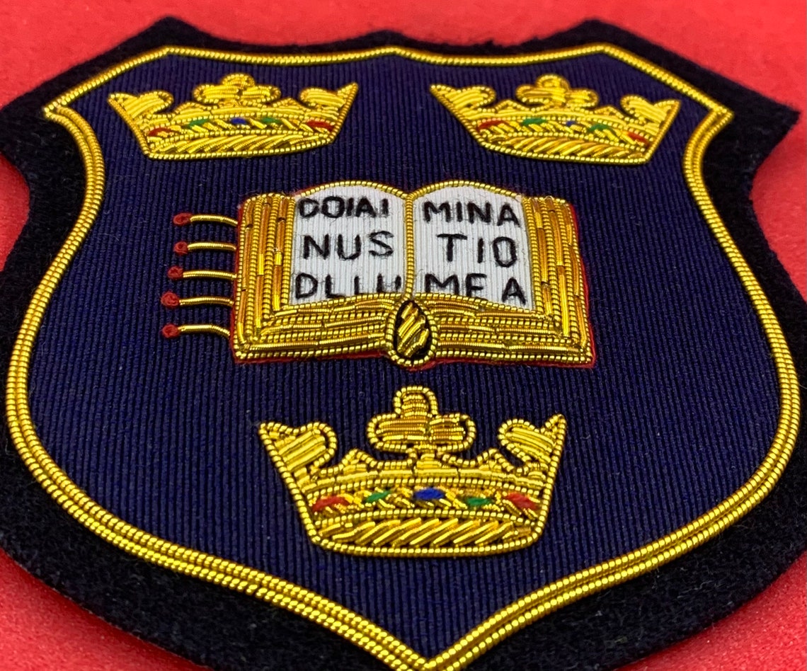 Oxford University Blazer Badge Hand Embroidered Bullion and Wire Oxford University Blazer Badge
