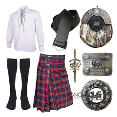Men's Scottish 10 Pieces Antique Kilt Sporran Kilt Outfit Wedding Kilt Set