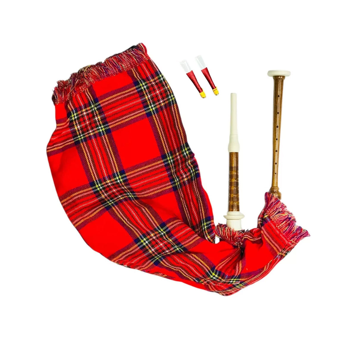 Scottish Goose Bagpipe Chesham wood Brown Color Royal Stewart Cover Ivory Mount