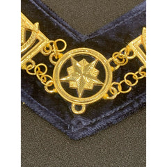 Masonic Raglia Past Master Metal Chain Collar On Blue Velvet Backing GOLD