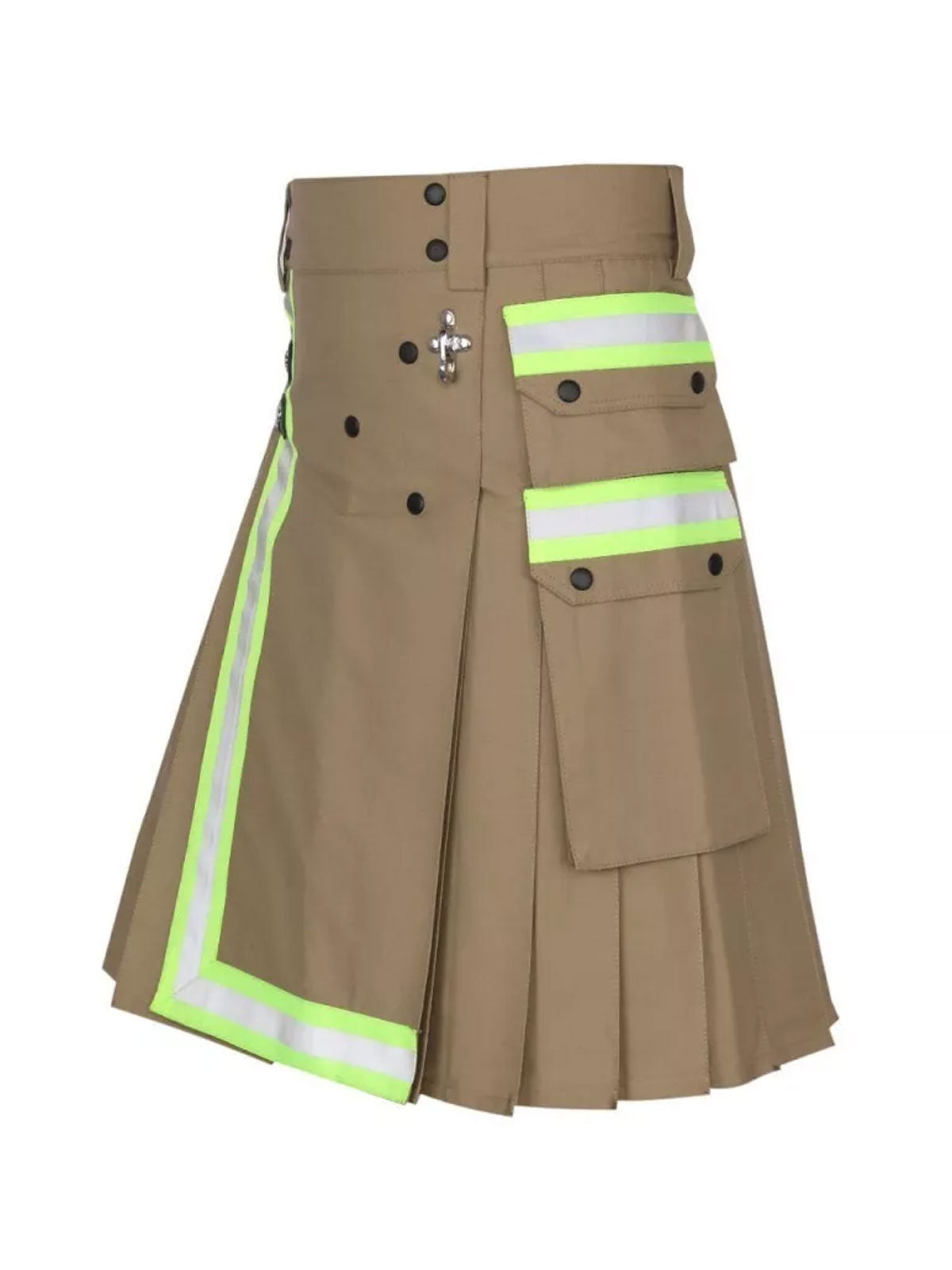 Men's Scottish Fire fighter Khaki Utility Kilt Fireman Tactical Kilt