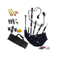 Scottish Bagpipe Mackenzie Tartan Silver Mounts Rosewood Highland Bagpipe