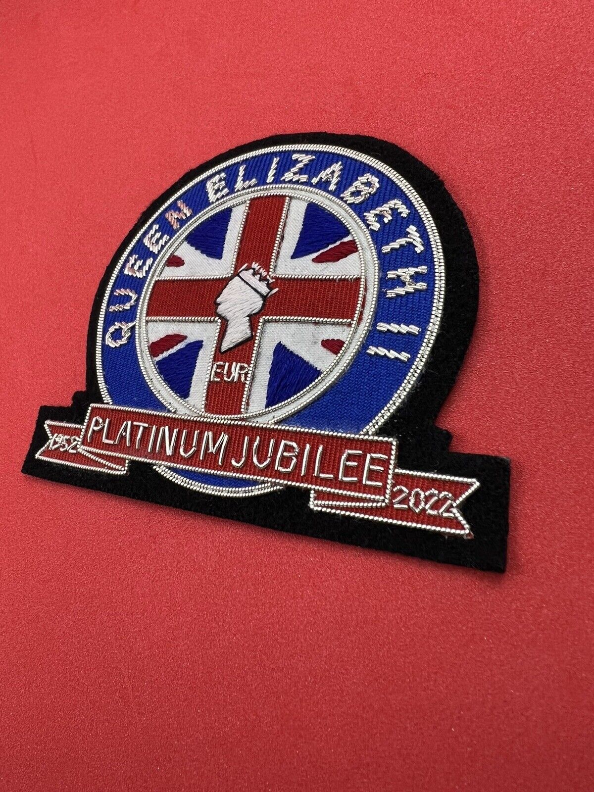 The Queen’s Platinum Jubilee Blazer Badge Hand Embroidered Bullion Wire Patch