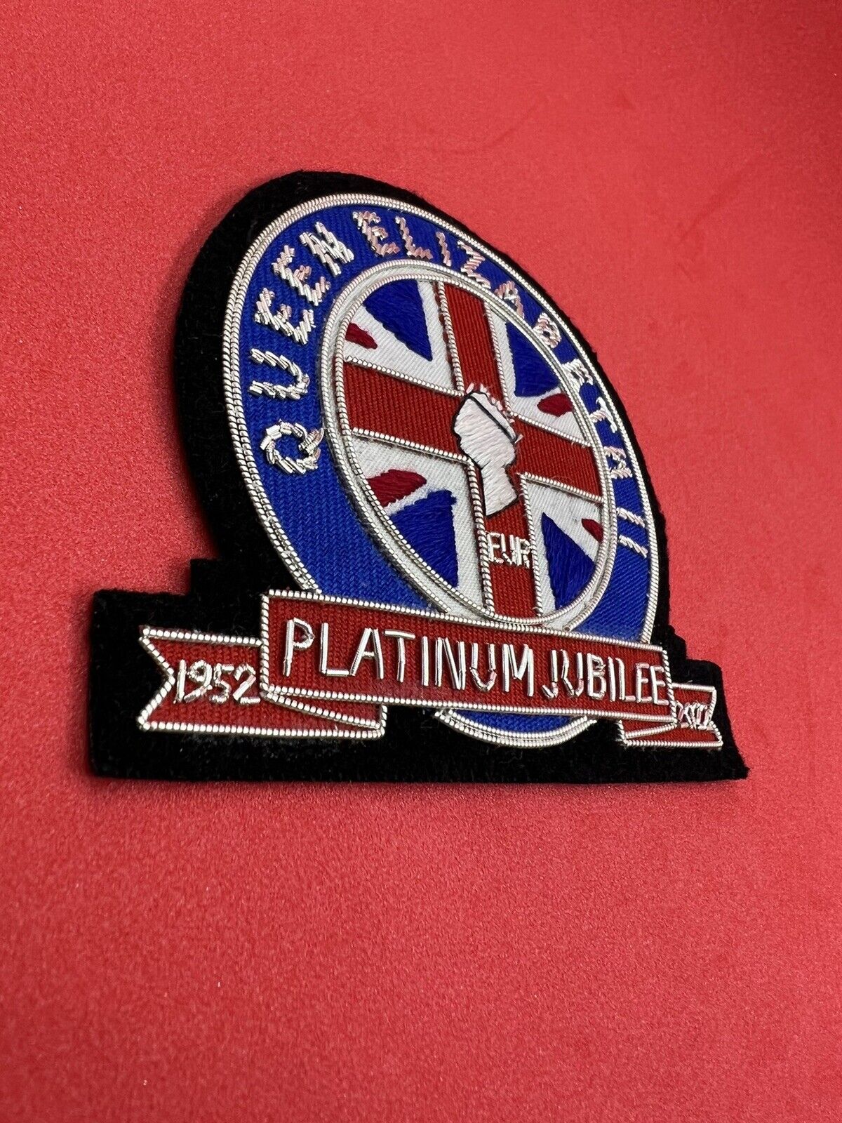 The Queen’s Platinum Jubilee Blazer Badge Hand Embroidered Bullion Wire Patch