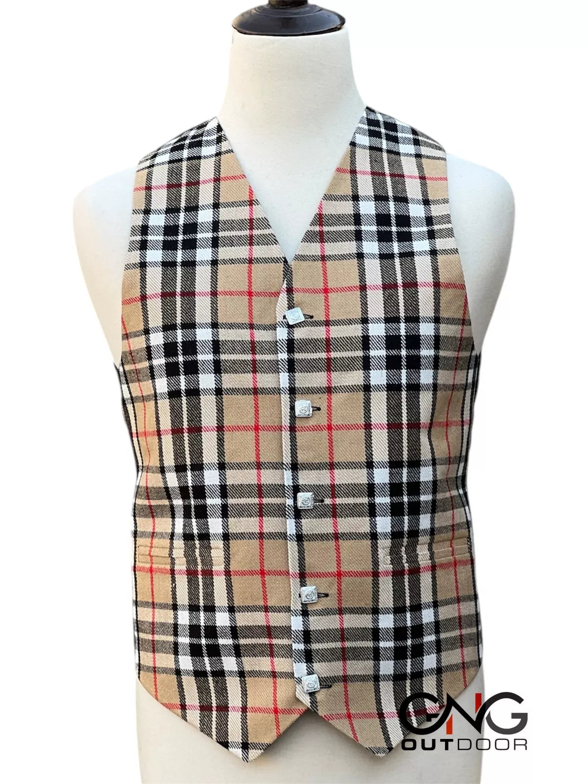Men's Wedding Campbell Thomson Tartan Vest 5 Button Scottish Kilt Waistcoat