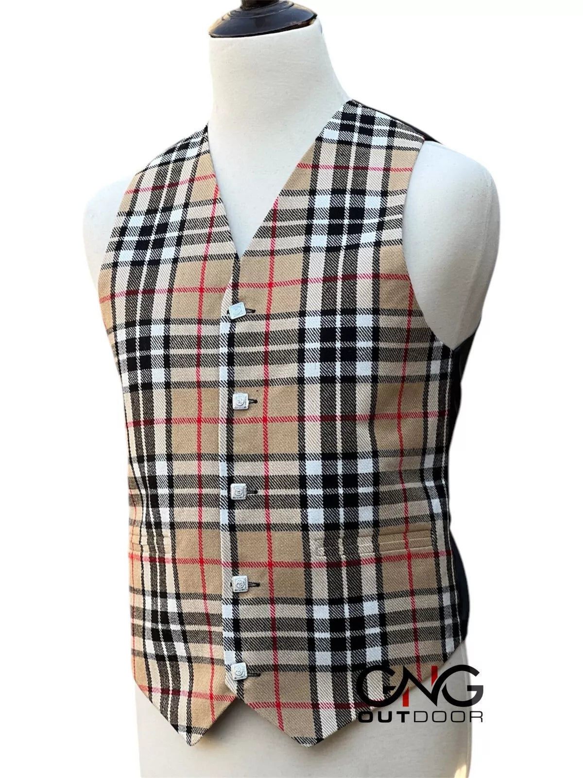 Men's Wedding Campbell Thomson Tartan Vest 5 Button Scottish Kilt Waistcoat