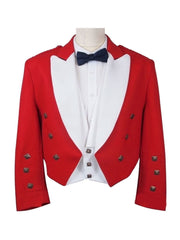 Men's Scottish Red And White Christmas Prince Charlie Jacket Highland Jacket